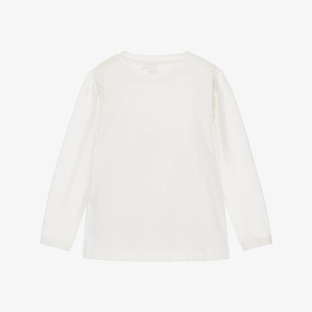iDO-Girls Ivory Cotton Top with Puppy Print | Childrensalon
