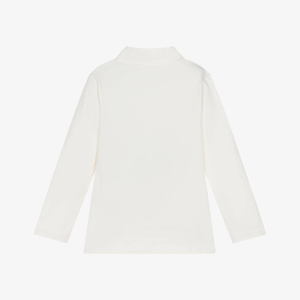 iDO-Girls Ivory Cotton Turtleneck Top with Puppy Print | Childrensalon