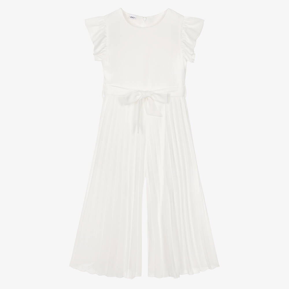 iDO-Girls Ivory Crêpe Chiffon Pleated Jumpsuit | Childrensalon
