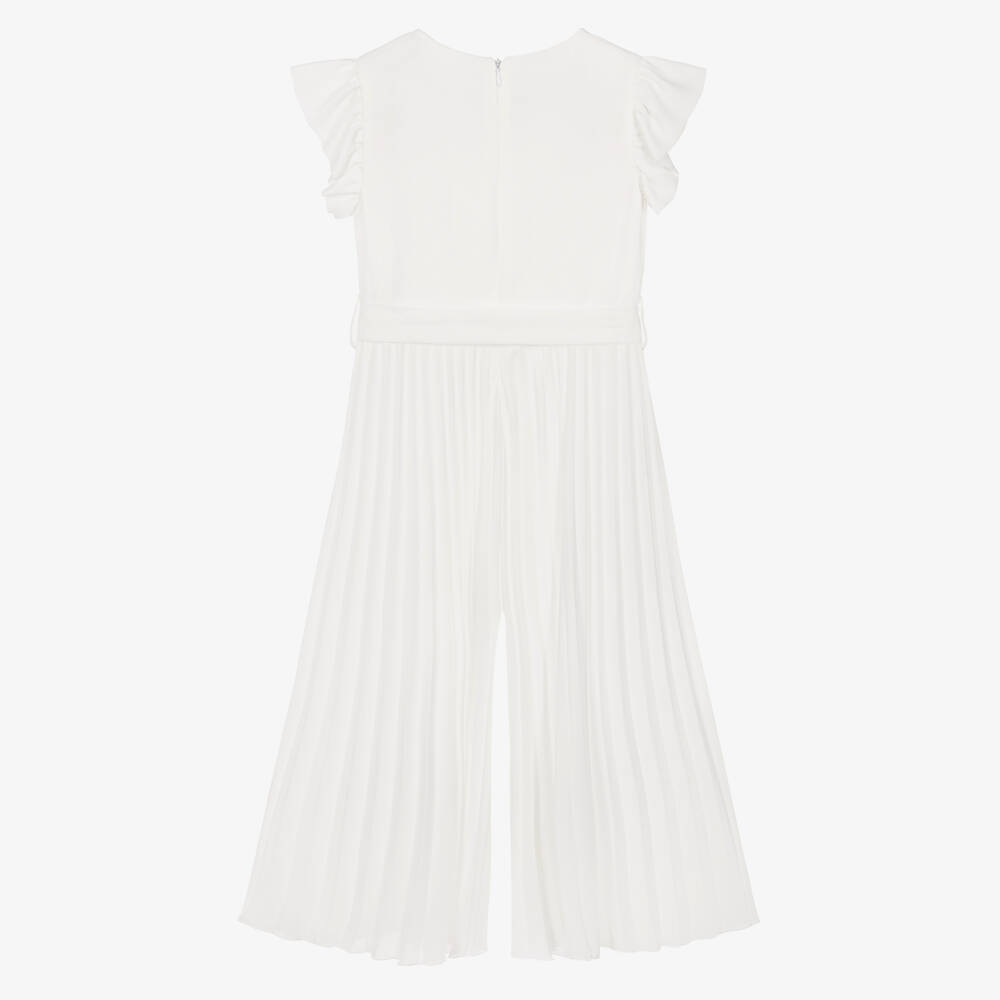 iDO-Комбинезон кремовый из креп-шифона с плиссе для девочек | Childrensalon