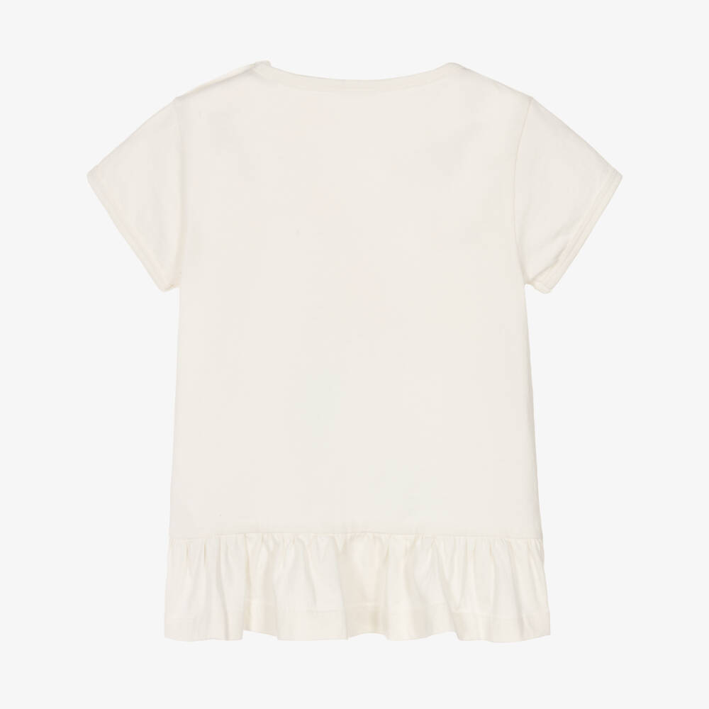 iDO-Girls Ivory Disney Ariel Cotton T-Shirt | Childrensalon