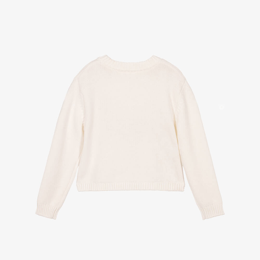 iDO-Girls Ivory & Red Hearts Sweater | Childrensalon