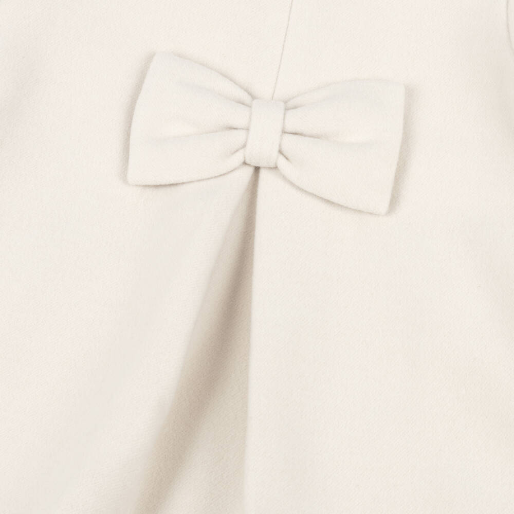 iDO-Girls Ivory Single Breasted Coat with Faux Fur Collar | Childrensalon