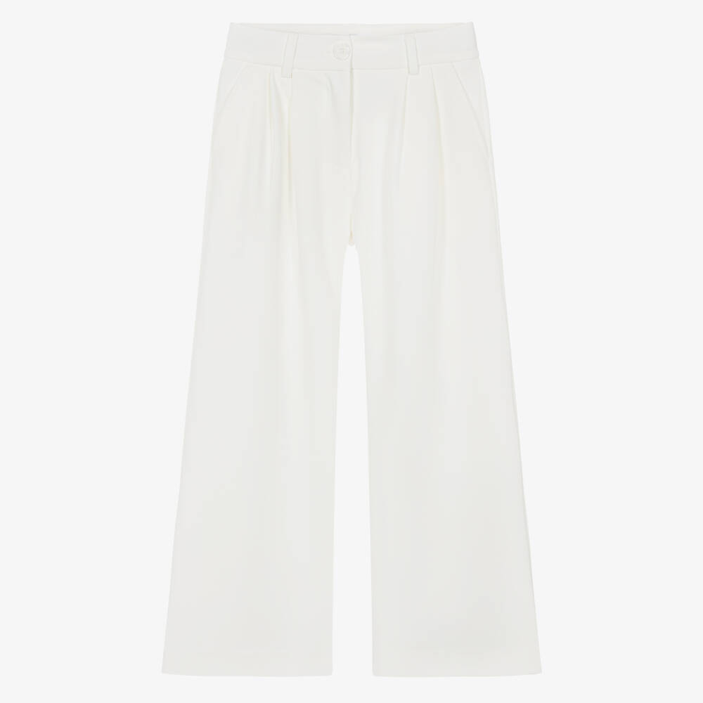 iDO-بنطلون بأرجل واسعة بكسرات لون عاجي للبنات | Childrensalon