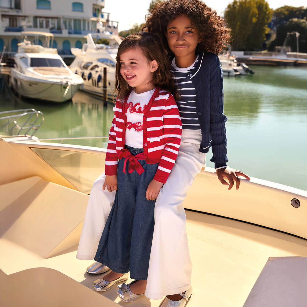 iDO- Брюки со складками широкие кремовые для девочек | Childrensalon