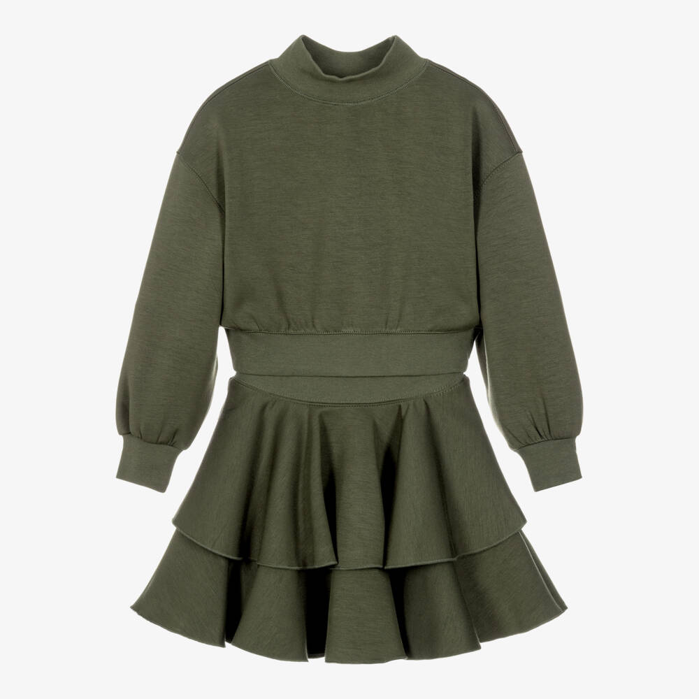 iDO-Girls Khaki Green Milano Jersey Skirt Set | Childrensalon