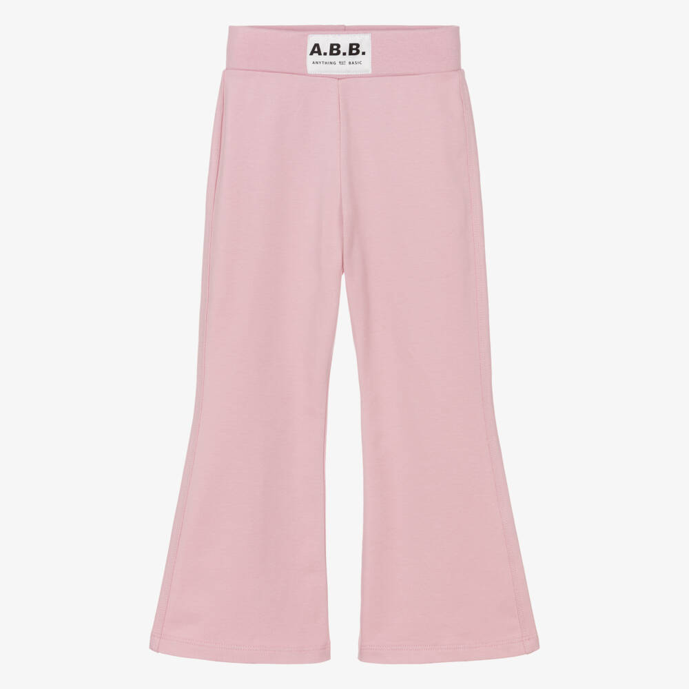 iDO-Girls Pale Pink Cotton Jersey Joggers | Childrensalon