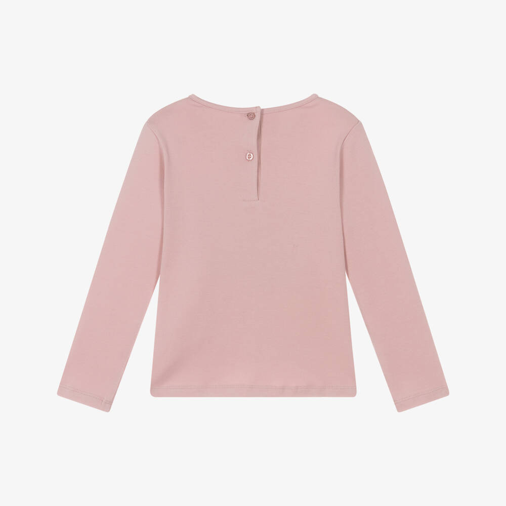 iDO-Girls Pink Cotton Diamanté Heart Top | Childrensalon