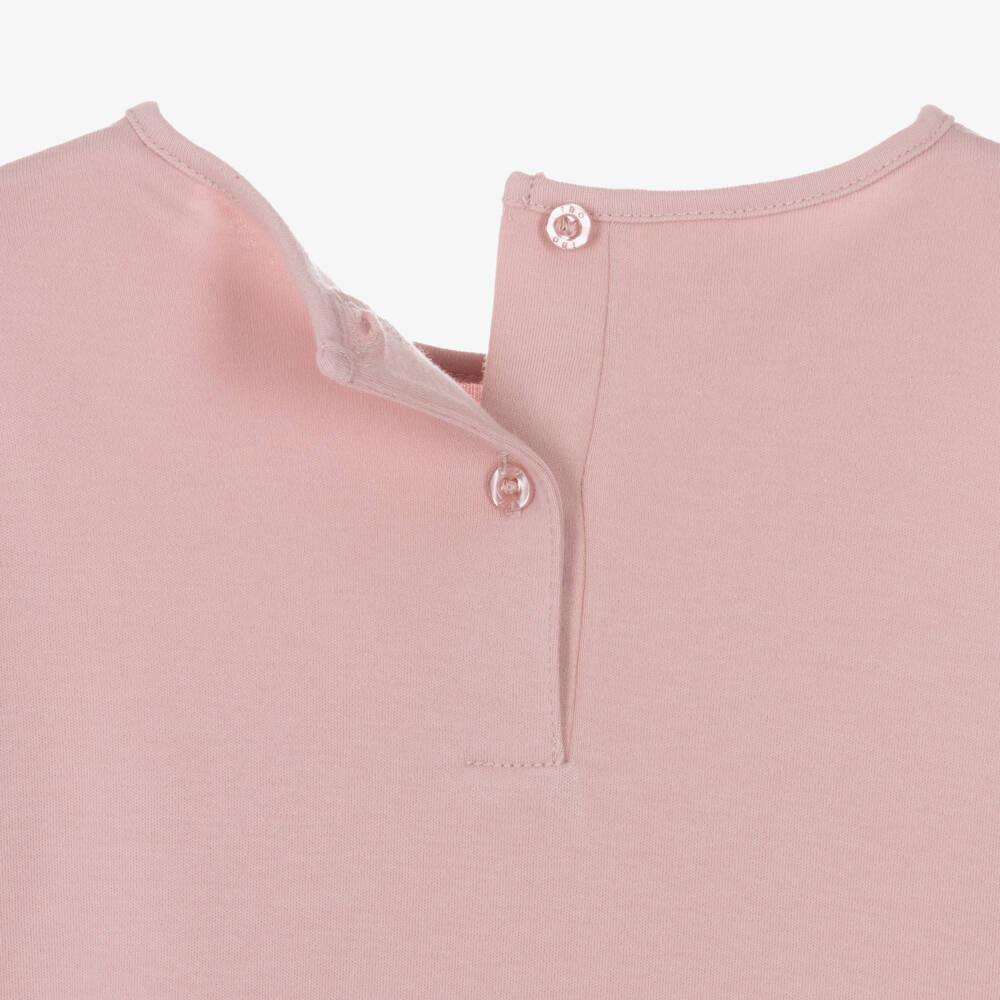 iDO-Girls Pink Cotton Diamanté Heart Top | Childrensalon