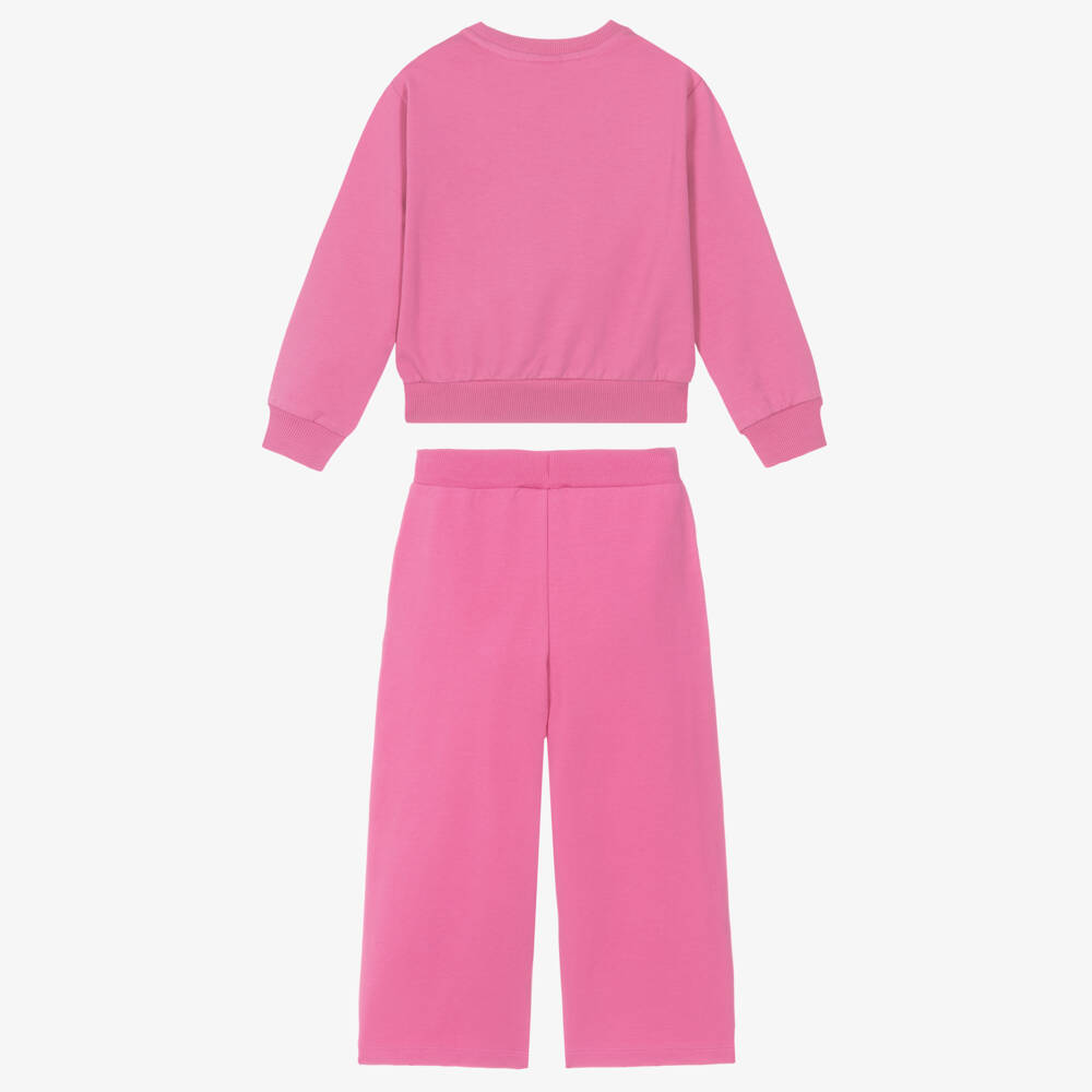 iDO-Girls Pink Cotton Dreams Tracksuit with Teddy Embroidery | Childrensalon