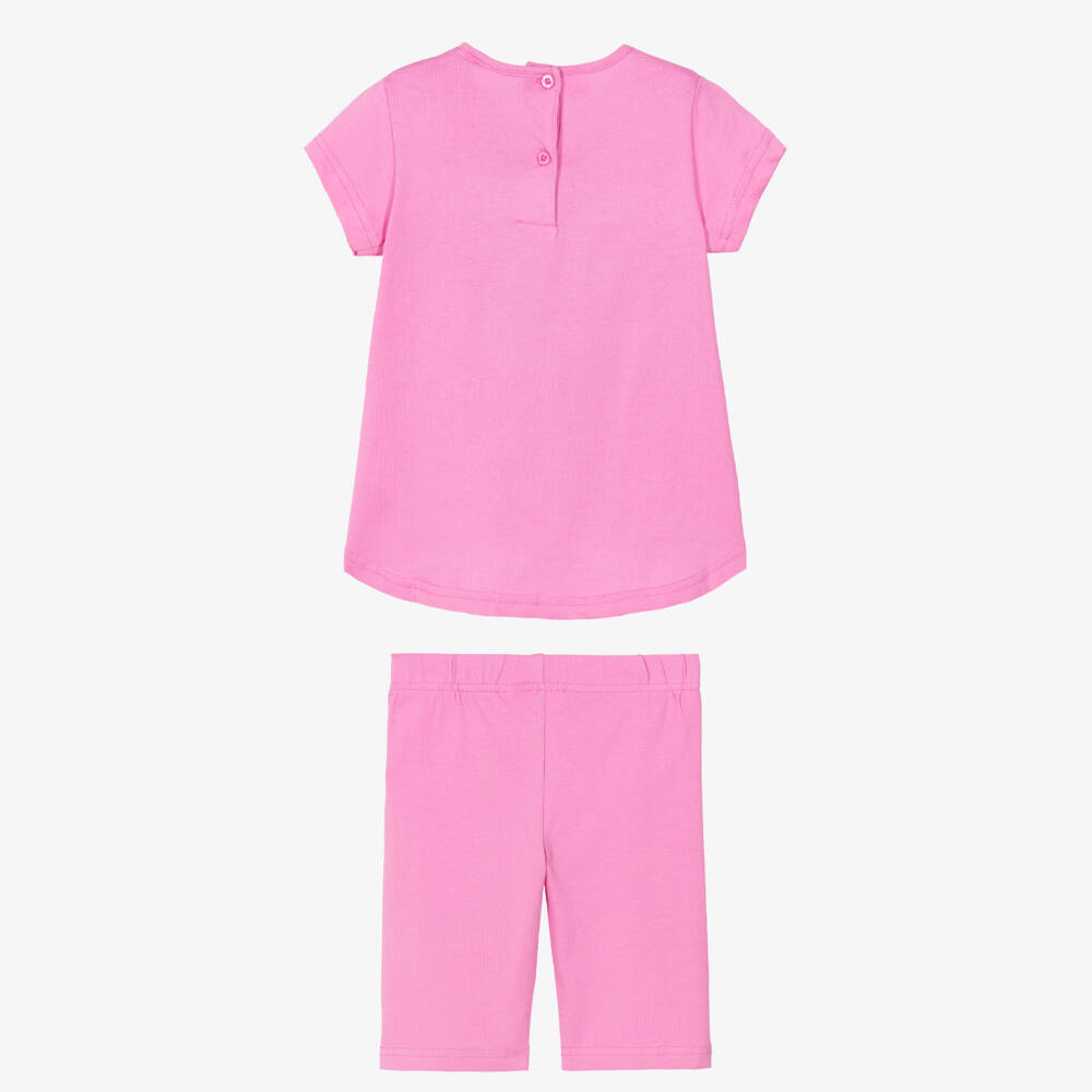 iDO-Girls Pink Cotton Jersey Shorts Set with Love Motif | Childrensalon