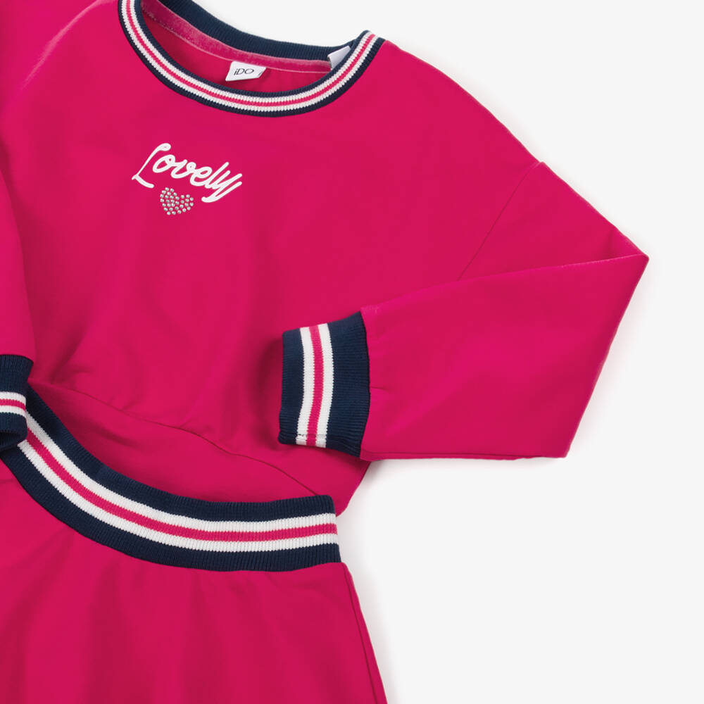 iDO-Комплект с юбкой розовый из хлопкового трикотажа для девочек | Childrensalon