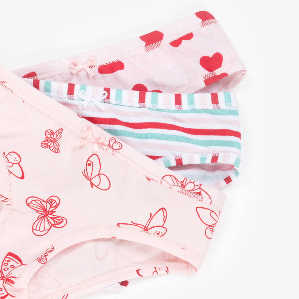 iDO Junior-Girls Pink Cotton Knickers (3 Pack) | Childrensalon