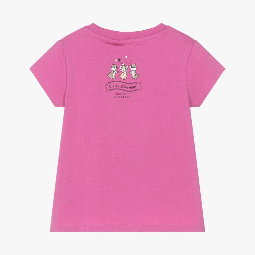 iDO Baby-Girls Pink Disney Cotton T-Shirt with Diamantés | Childrensalon