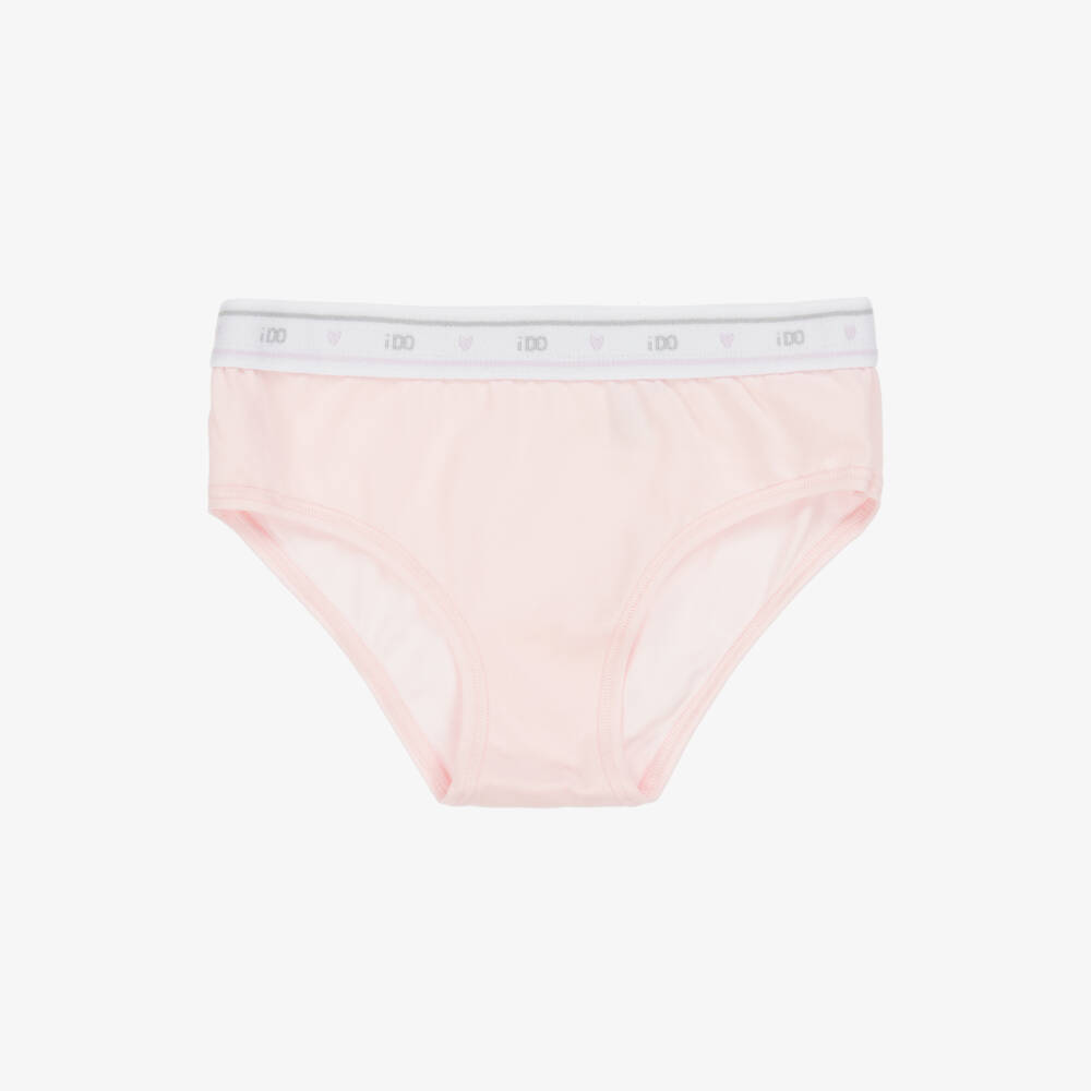 iDO Junior-Girls Pink & Grey Cotton Knickers (3 Pack) | Childrensalon