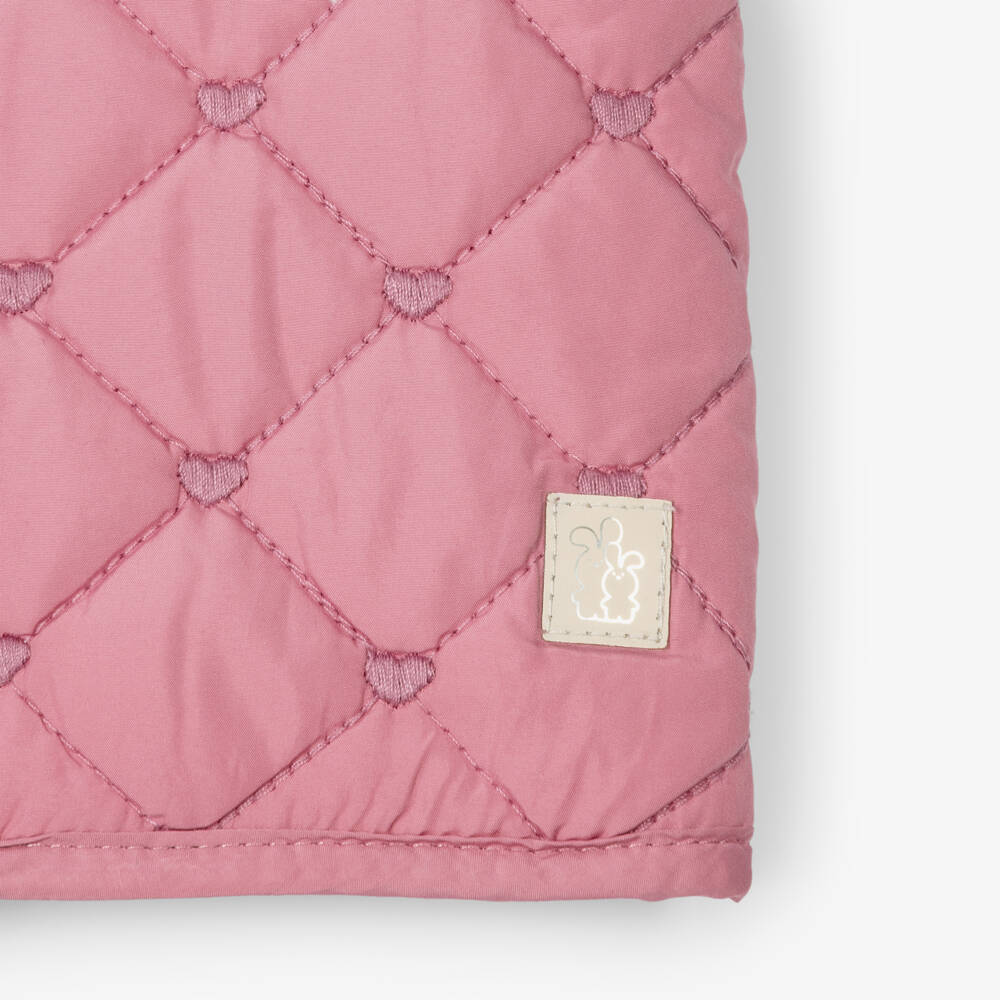 iDO-Girls Pink Quilted Jacket with Hearts | Childrensalon