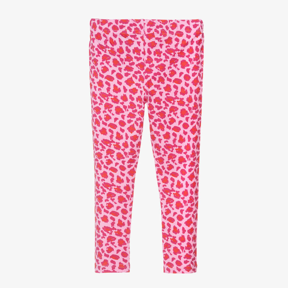 iDO-Girls Pink & Red Cotton Animal Print Leggings | Childrensalon