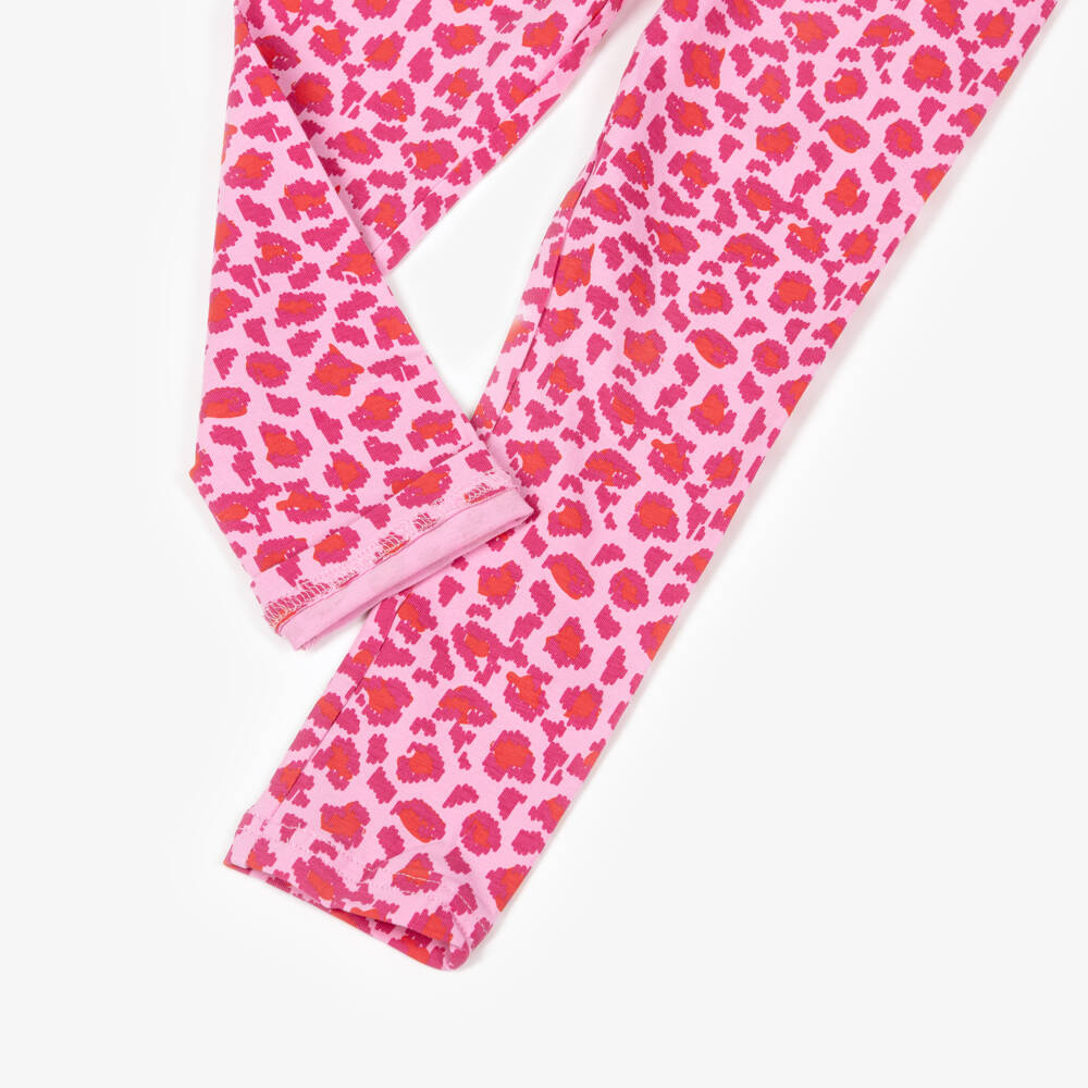 iDO-Girls Pink & Red Cotton Animal Print Leggings | Childrensalon