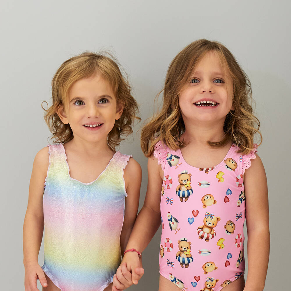 iDO-Girls Pink Seaside Teddy Swimsuit | Childrensalon