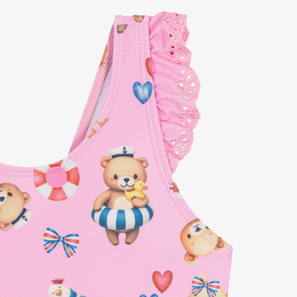iDO-Girls Pink Seaside Teddy Swimsuit | Childrensalon
