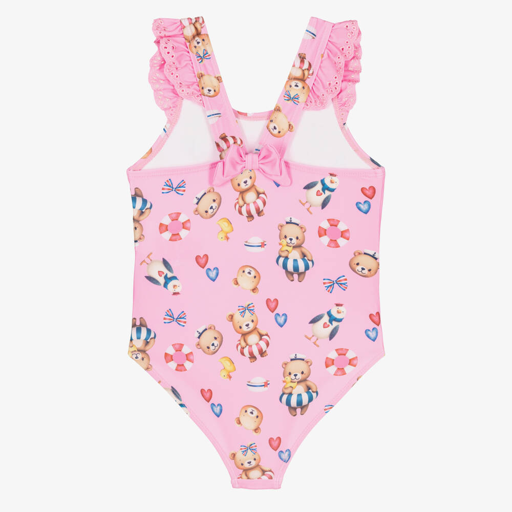 iDO-Girls Pink Seaside Teddy Swimsuit | Childrensalon