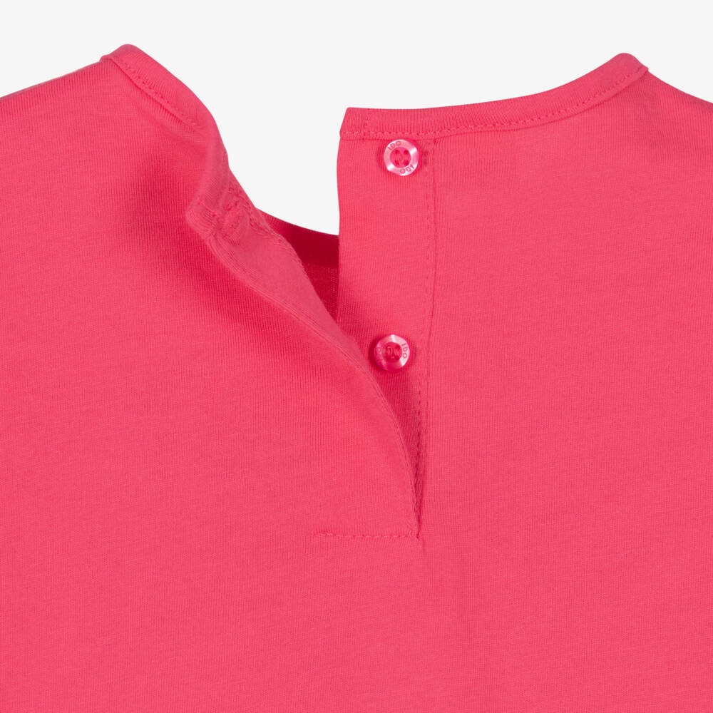 iDO-Girls Pink Teddy Print Cotton Shorts Set with Diamantés | Childrensalon