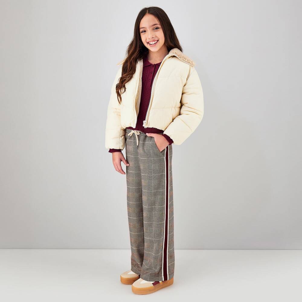 iDO-Girls Plum Cable Knit Polo Sweater | Childrensalon