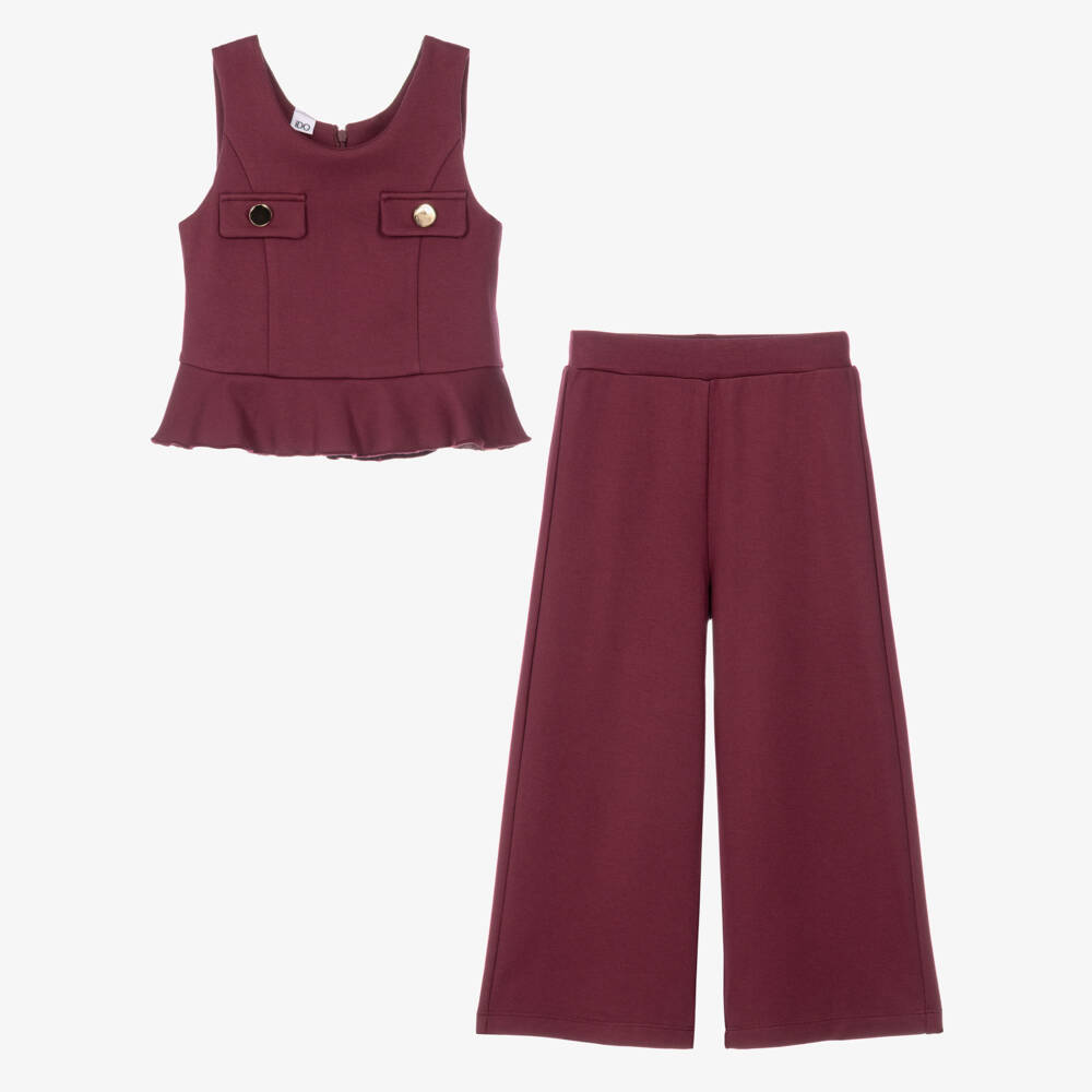 iDO-Girls Plum Jersey Trousers Set | Childrensalon