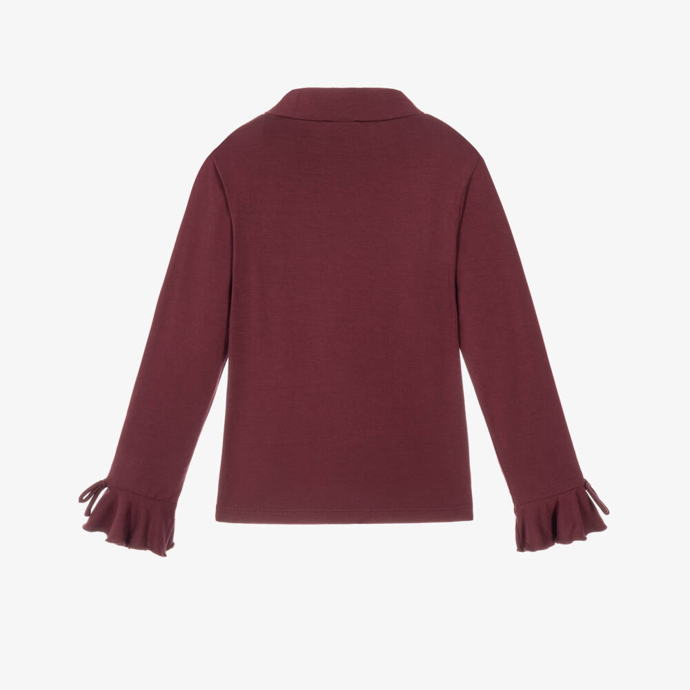 iDO-Girls Plum Mock Neck Jersey Top | Childrensalon