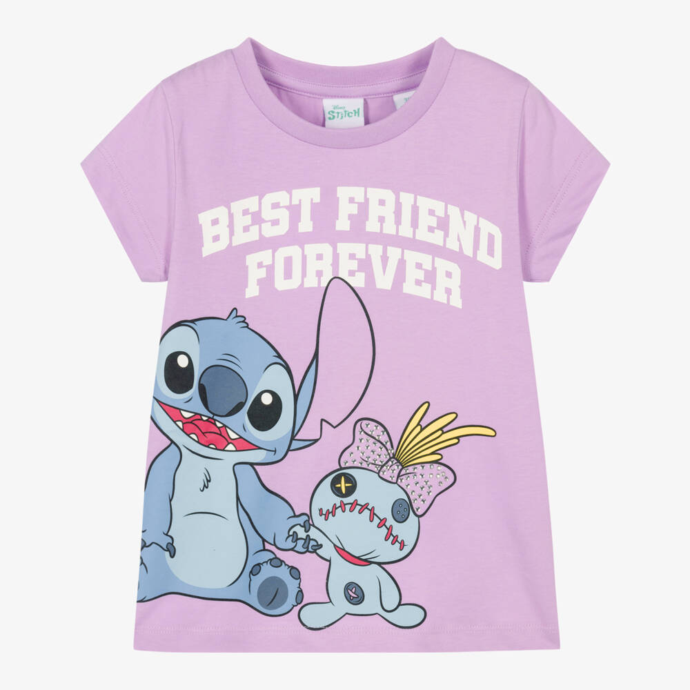 iDO-Girls Purple Disney T-Shirt with Stitch & Scrump | Childrensalon