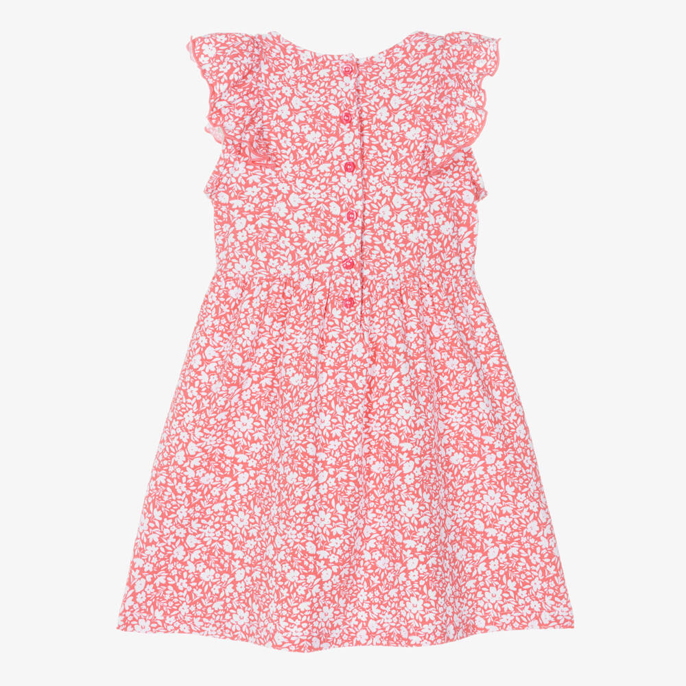iDO-Girls Red Cotton Jersey Dress with White Floral Pattern | Childrensalon