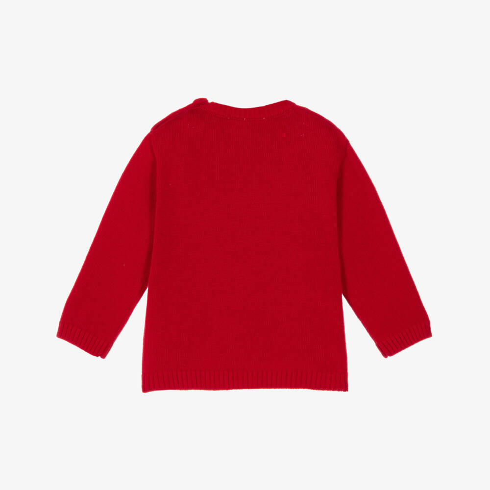 iDO-Girls Red Cotton Knit Sweater with Joy Bunny | Childrensalon