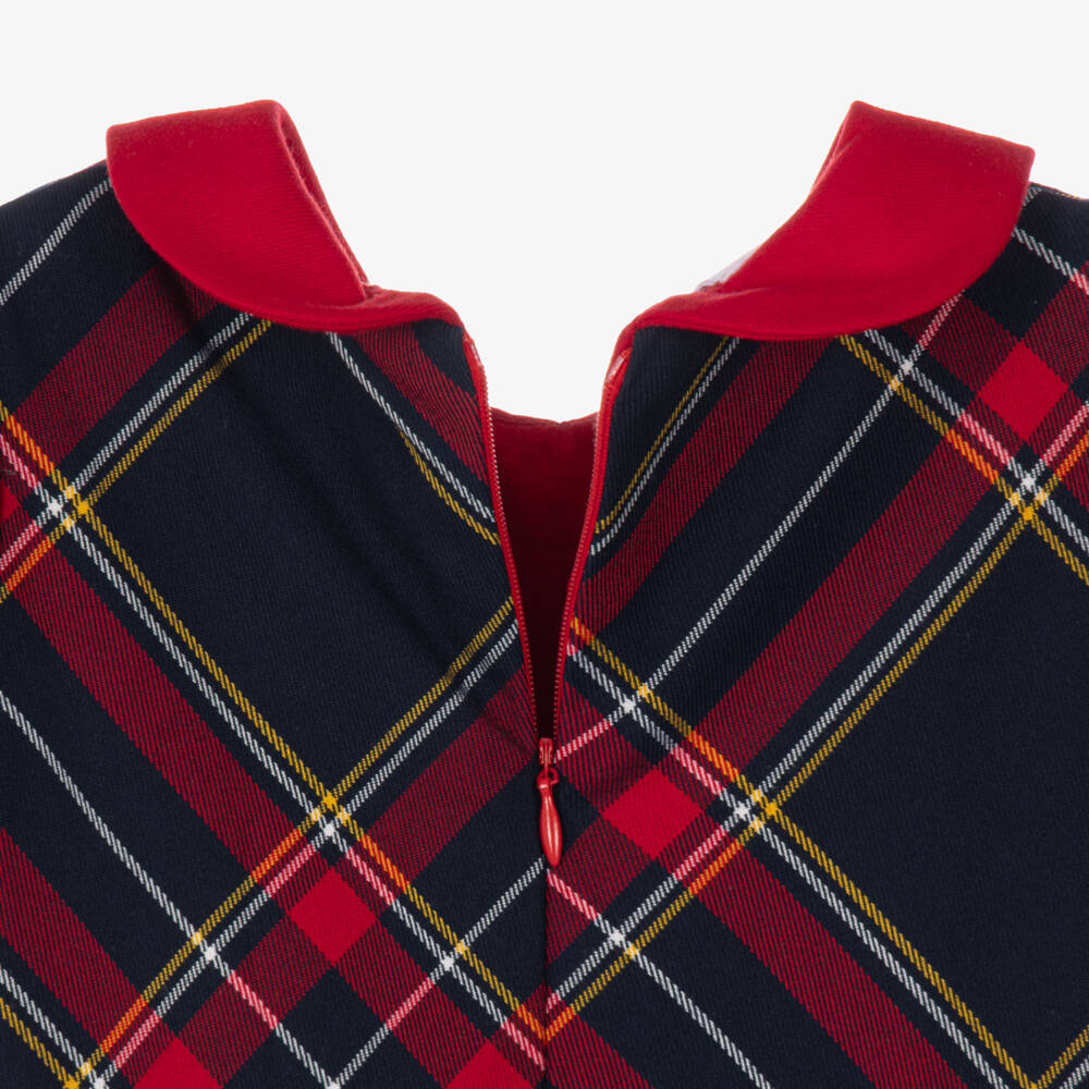 iDO-Girls Red & Navy Tartan Dress with Bow Sash | Childrensalon