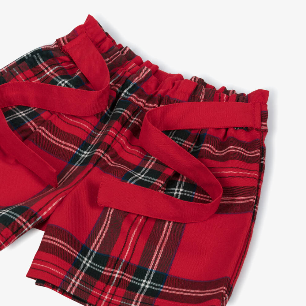 iDO-Girls Red Tartan Shorts with Front Ties | Childrensalon
