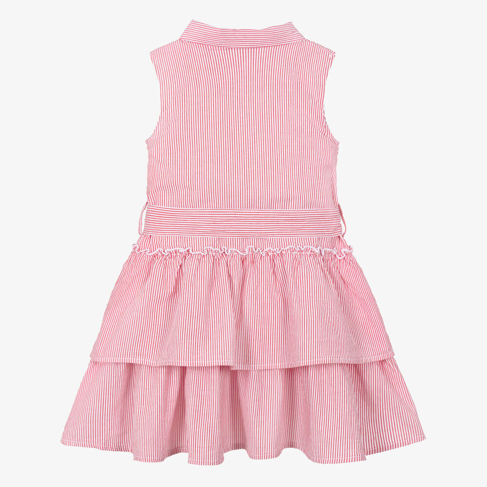 iDO-Girls Red & White Striped Cotton Dress | Childrensalon