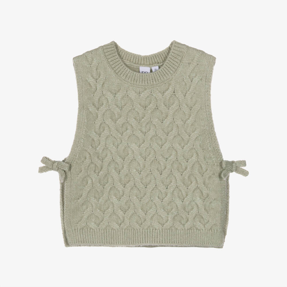 iDO-Girls Sage Green Knitted Slipover | Childrensalon