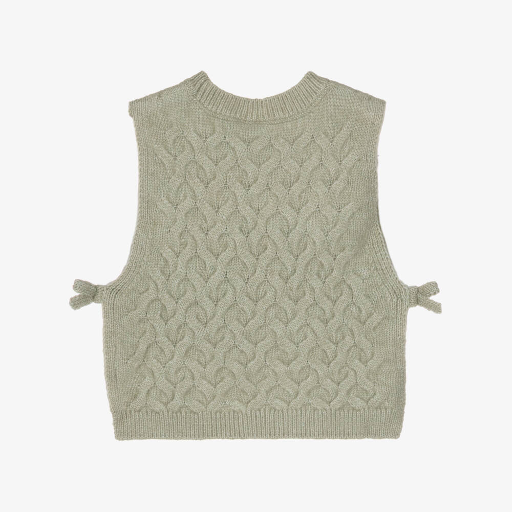 iDO-Girls Sage Green Knitted Slipover | Childrensalon