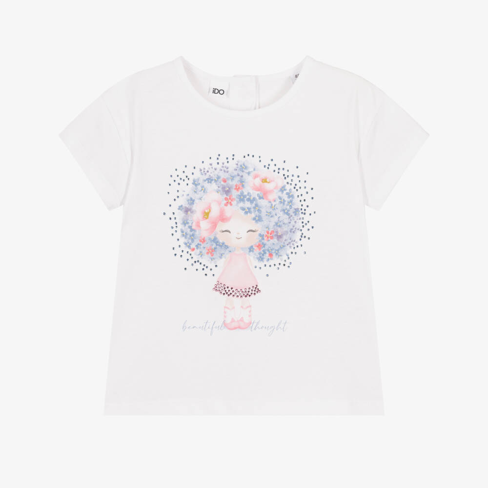 iDO-Girls White Cotton Beautiful Thought T-Shirt  | Childrensalon