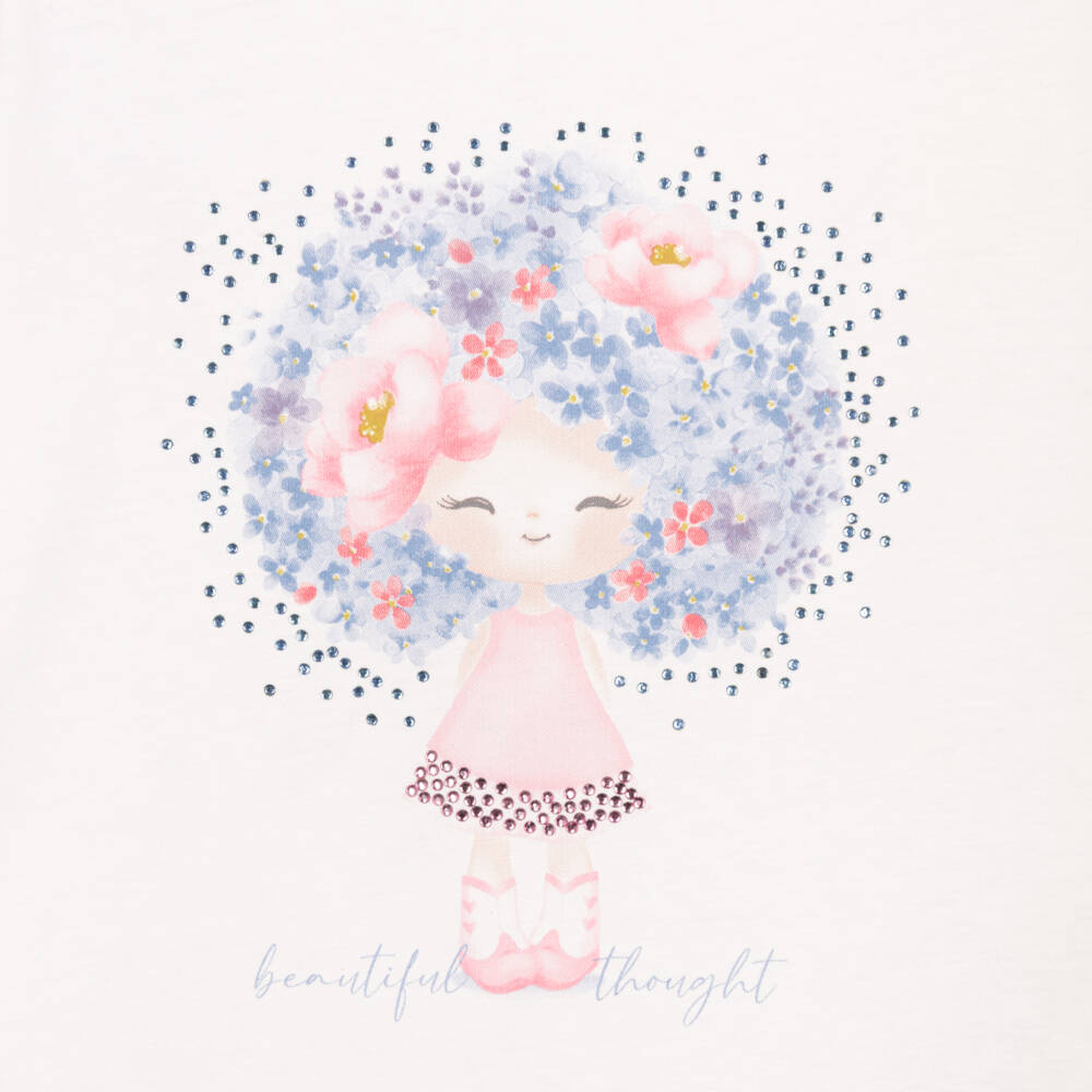 iDO-Girls White Cotton Beautiful Thought T-Shirt | Childrensalon