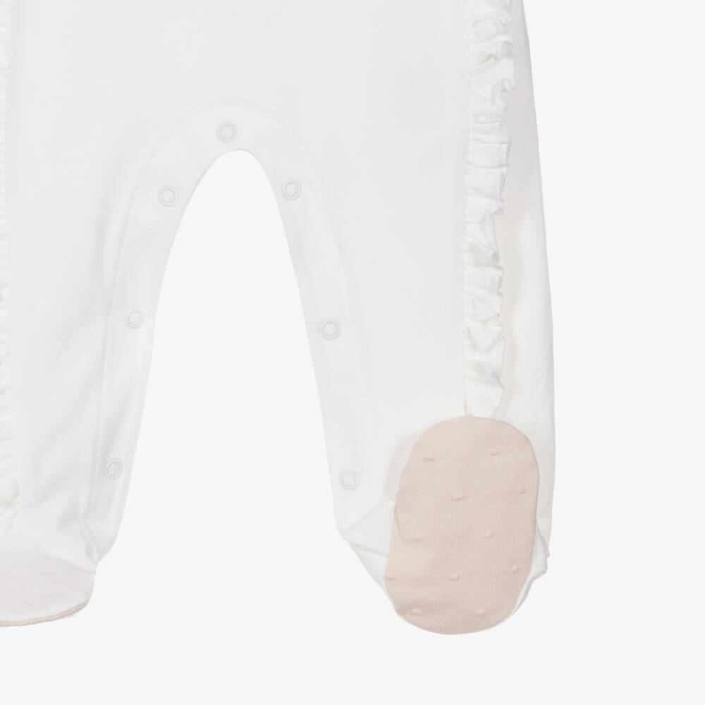 iDO Mini-Girls White Cotton Bunny & Bows Babygrows (2 Pack) | Childrensalon