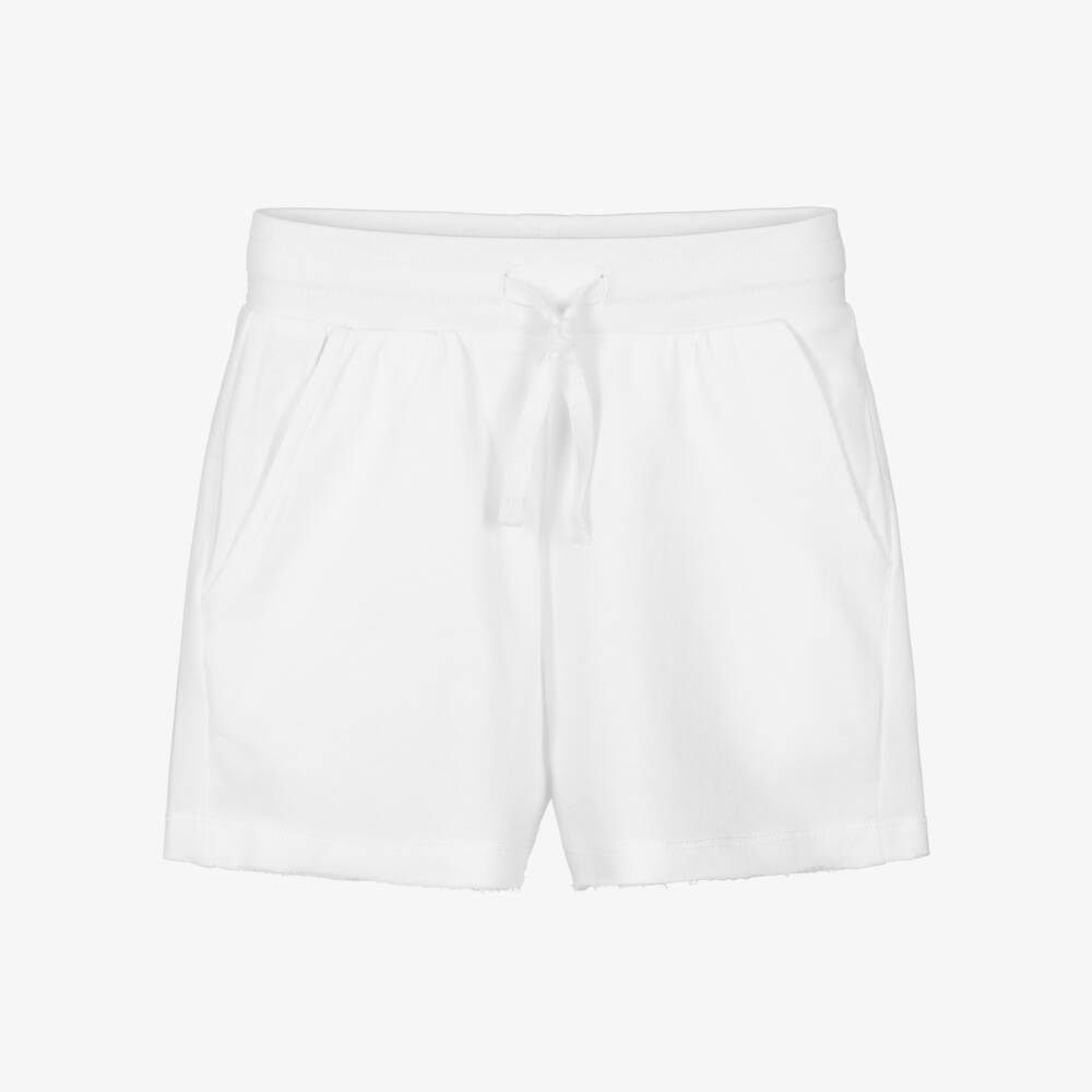 iDO-Girls White Cotton Jersey Shorts | Childrensalon