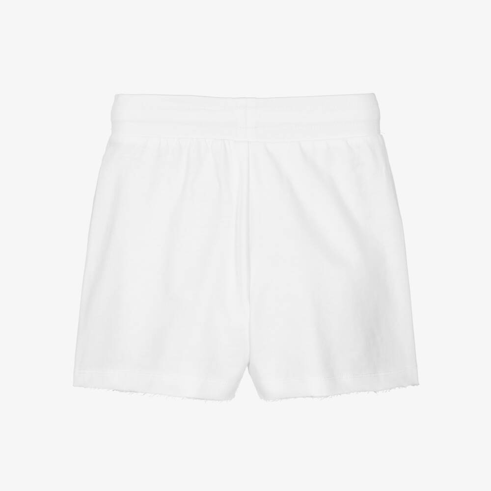 iDO-Girls White Cotton Jersey Shorts | Childrensalon