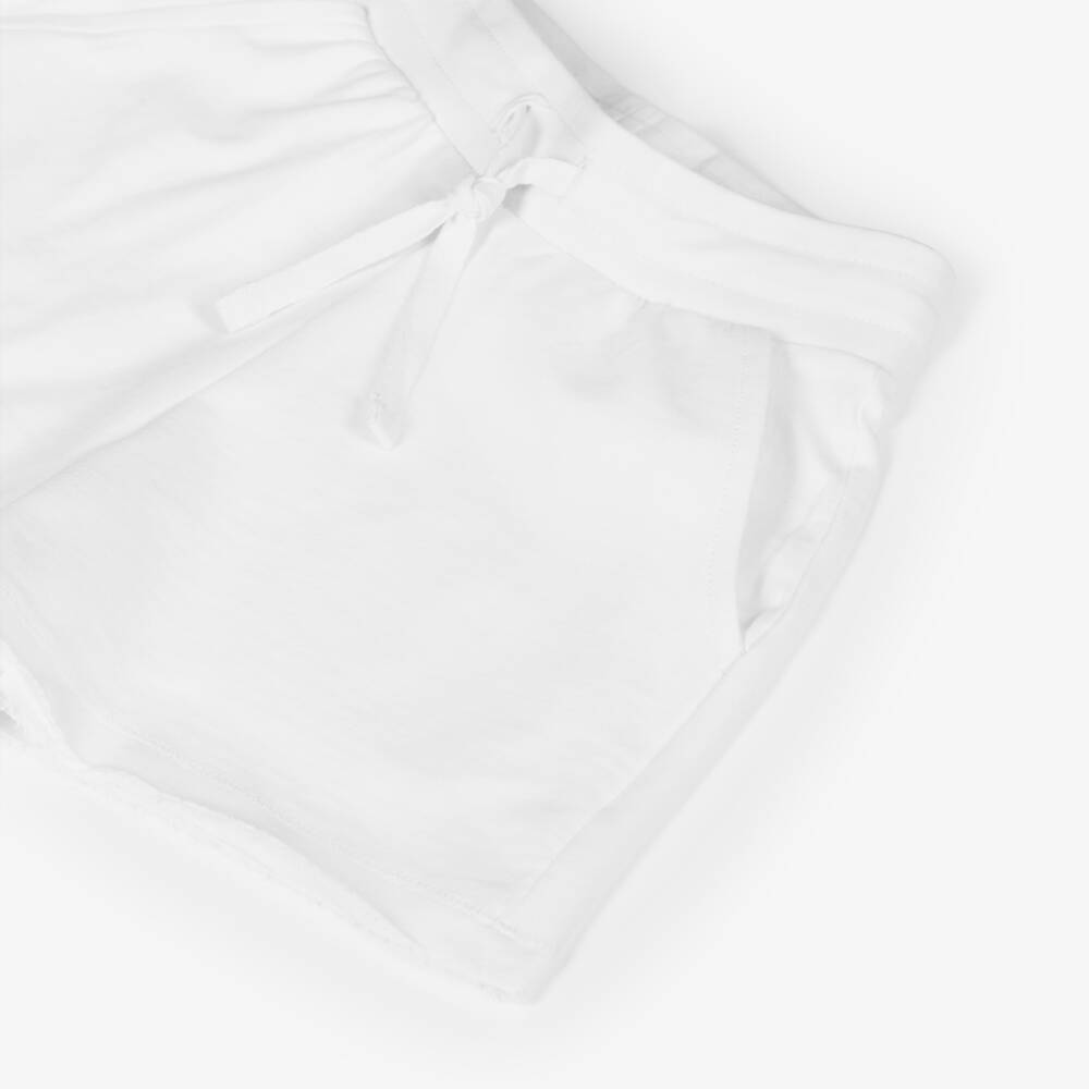 iDO-Girls White Cotton Jersey Shorts | Childrensalon