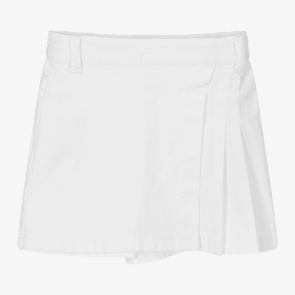 iDO Baby-Girls White Cotton Skort With Glittery Belt | Childrensalon