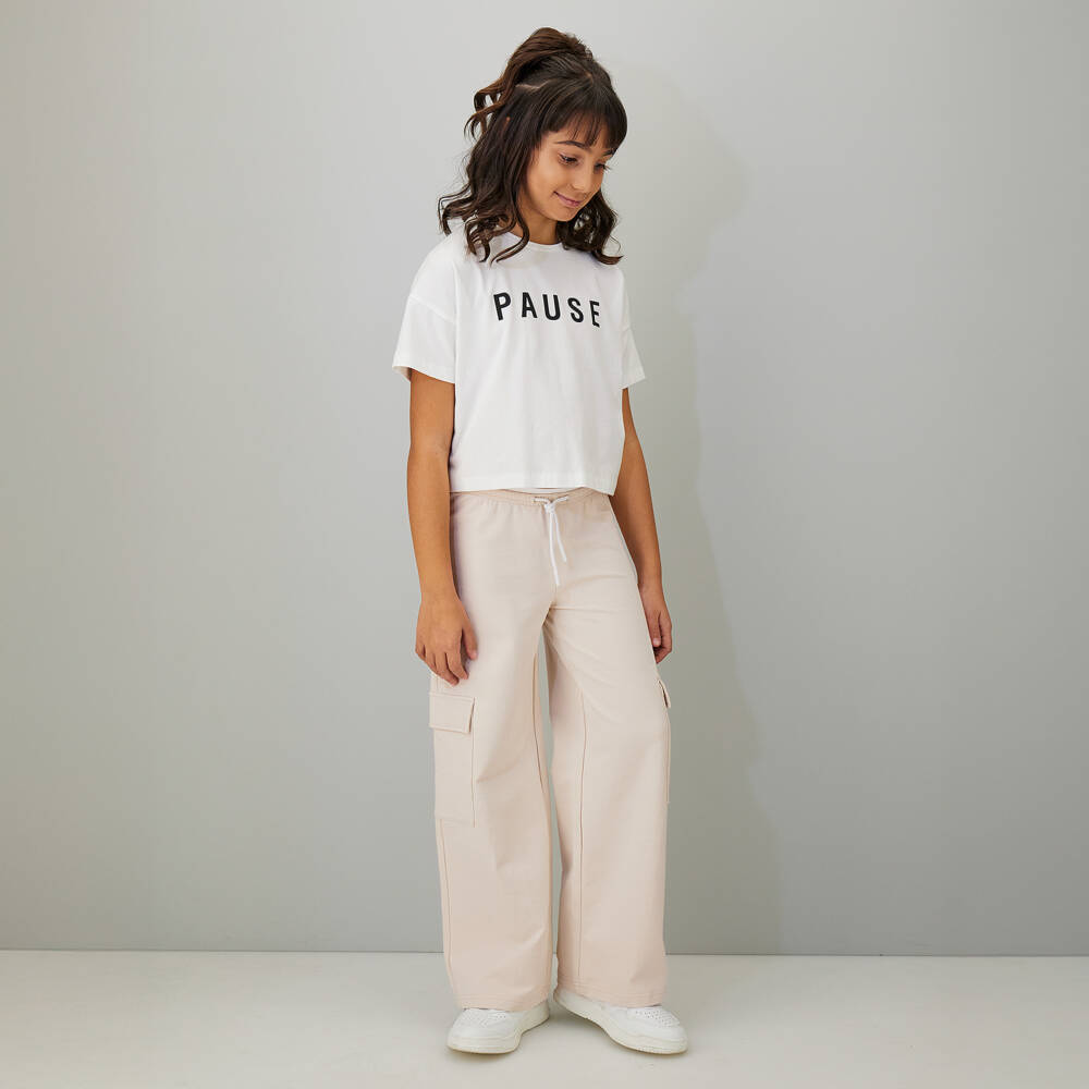 iDO-Girls White Cotton Slogan T-Shirt | Childrensalon
