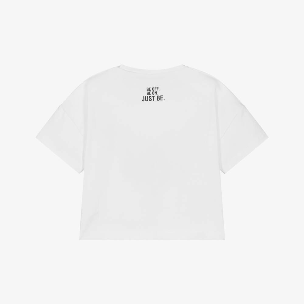 iDO-Girls White Cotton Slogan T-Shirt | Childrensalon