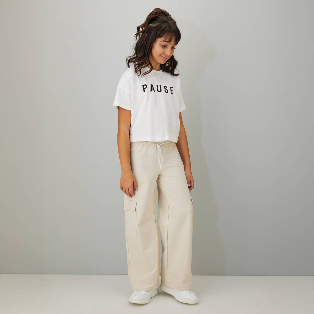 iDO-Girls White Cotton Slogan T-Shirt | Childrensalon