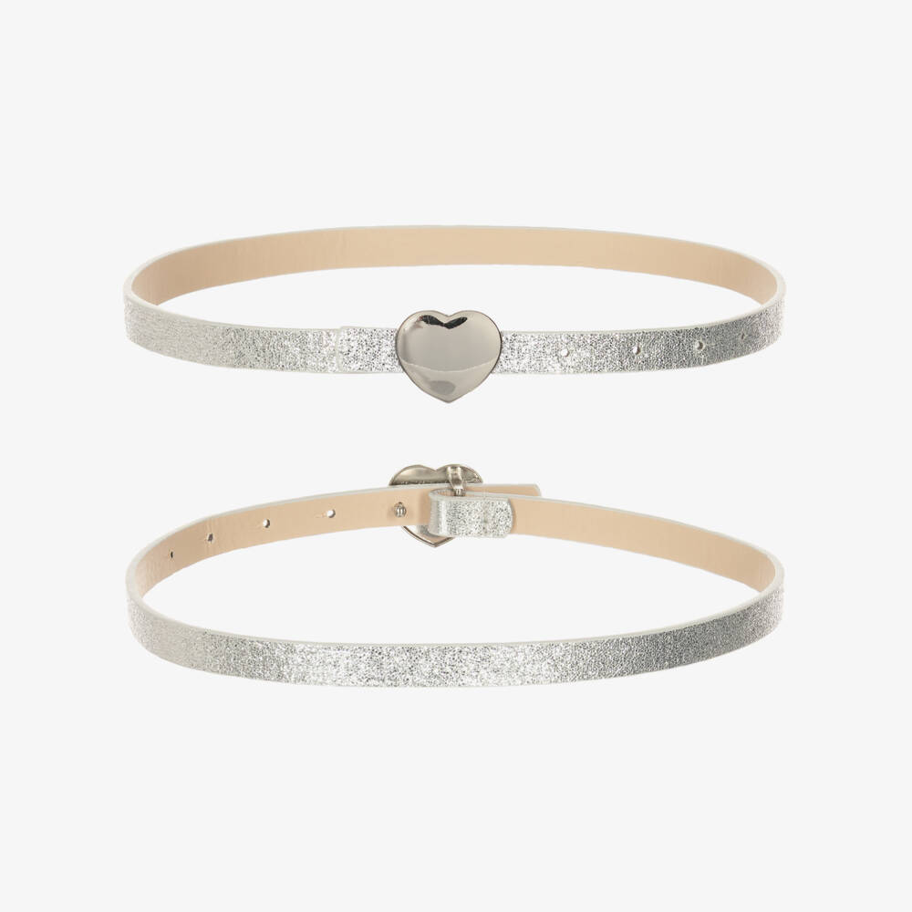 iDO-Girls White Cotton Twill Shorts with Diamantés & Silver Belt | Childrensalon