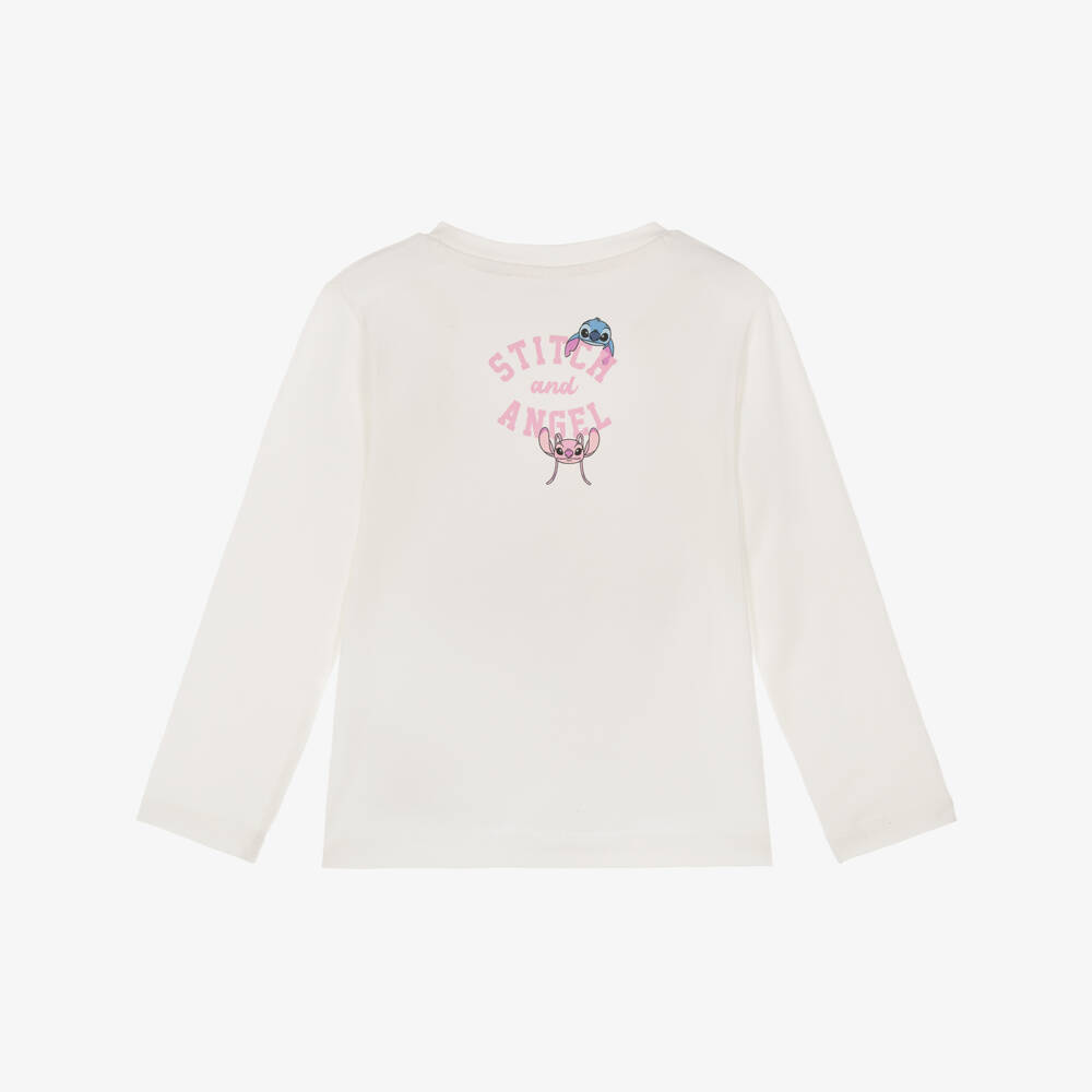 iDO-Girls White Disney Top with Lilo & Angel | Childrensalon