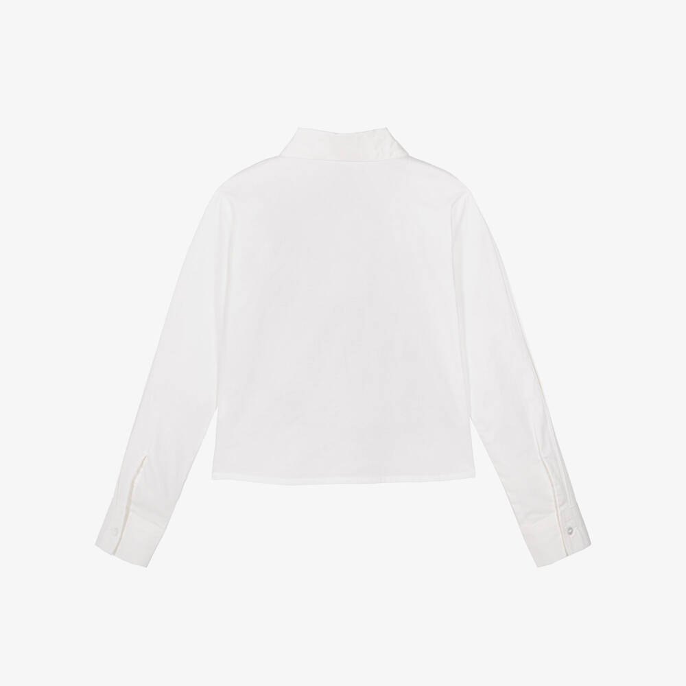 iDO-Girls White Embellished Cotton Shirt | Childrensalon